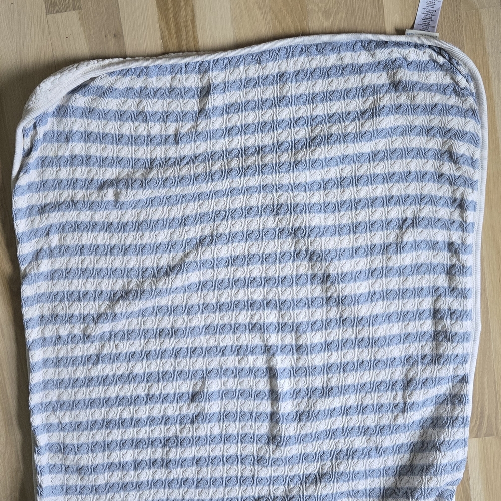 Pottery Barn Kids Cream and Blue Textured Blanket